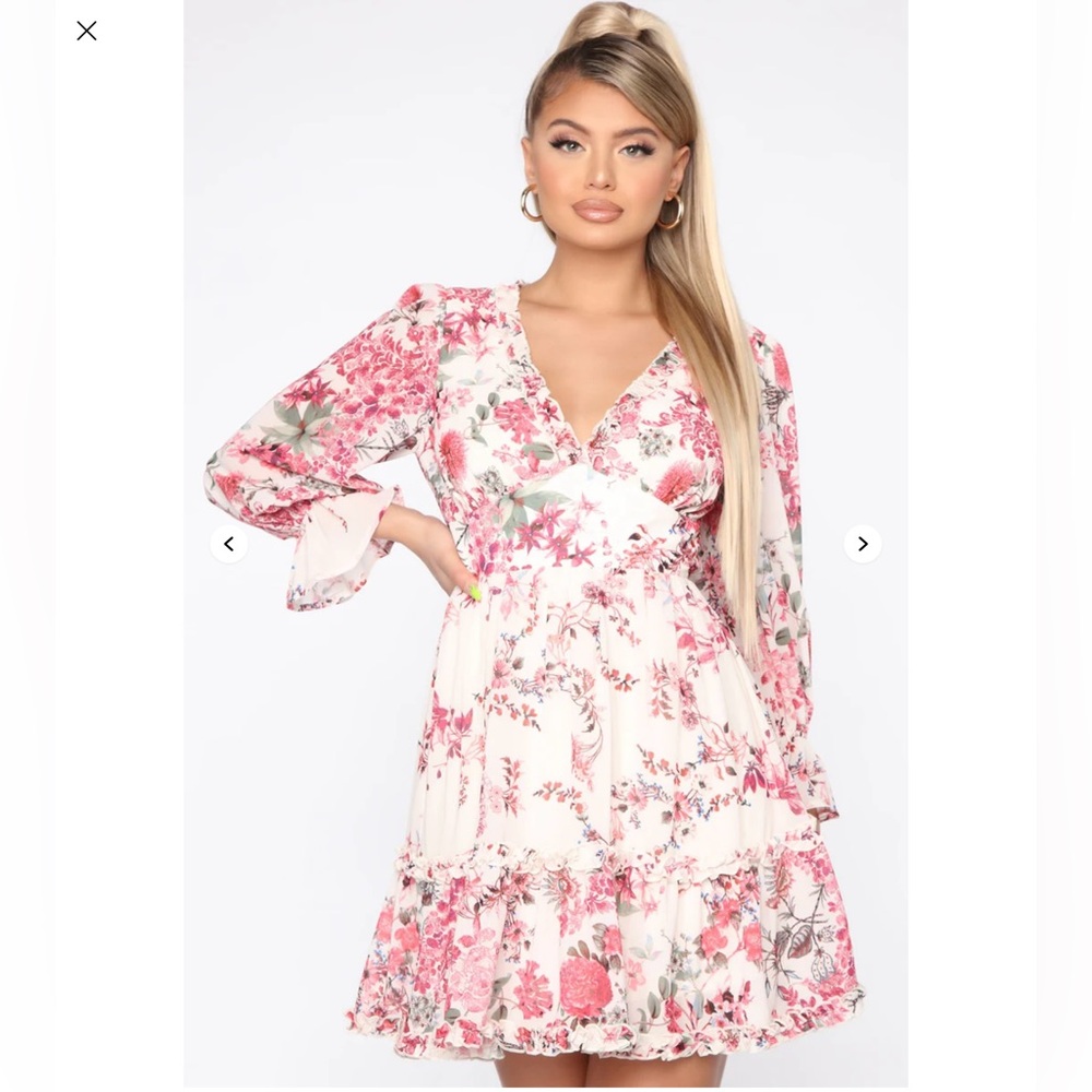 Fashion Nova Floral Pink and White Dress - Picture 2 of 7